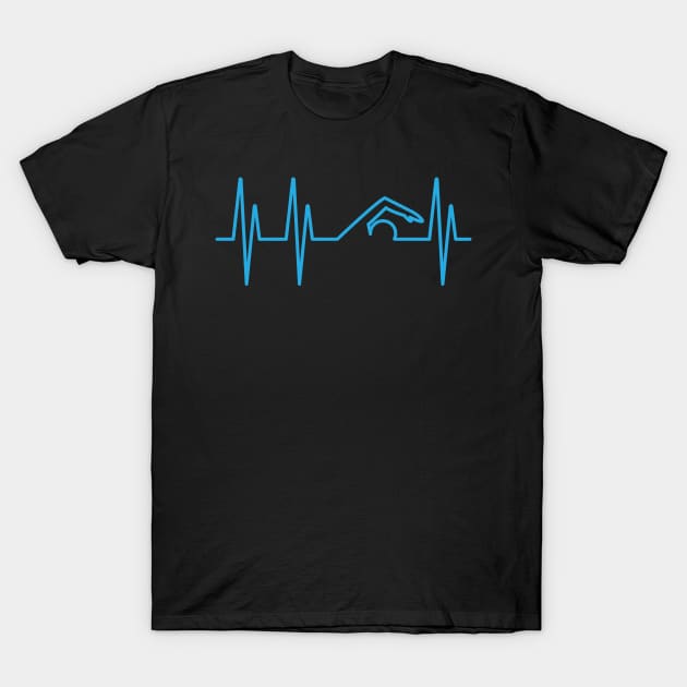 Swimming Heartbeat Gift Design Swim Coach Swim Team Print T-Shirt by Linco